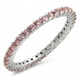 thumbnail image 1 of Round 2 mm Pink CZ Diamond Full Eternity Band Ring Stackable Ring 925 Sterling Silver Gemstone Jewelry For Women Gift, 1 of 1