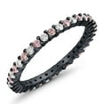 thumbnail image 1 of Round 2 mm Pink CZ Diamond Full Eternity Wedding Band Ring Stackable Ring 925 Silver Black Rhodium Gemstone Jewelry For Women Gift, 1 of 1