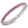 thumbnail image 1 of Round 2 mm Red Ruby Full Eternity Wedding Band Ring Stackable Ring 925 Sterling Silver Gemstone Jewelry For Women Gift, 1 of 1