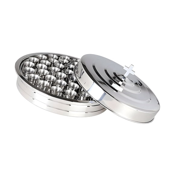 Round 29cm Communion Tray Set Includes 40 Cups Perfect For Use