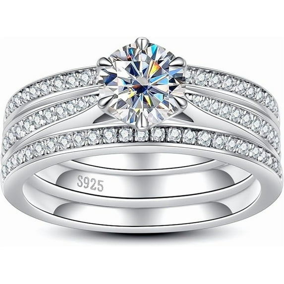 Round Bridal Wrap Ring Enhancer 14K White Gold Plated Set