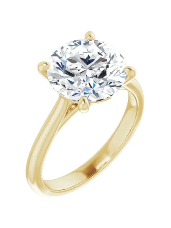 Round 3 Carat Lab Diamond Engagement Ring 14k Yellow Gold