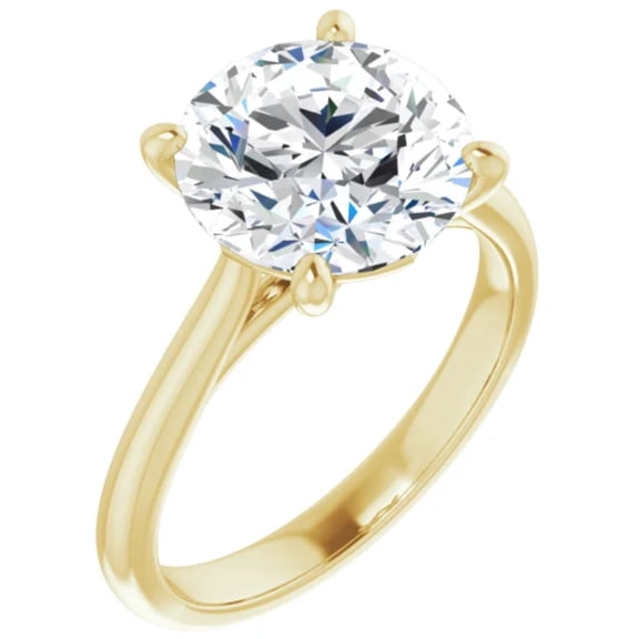 Round 3 Carat Lab Diamond Engagement Ring 14k Yellow Gold