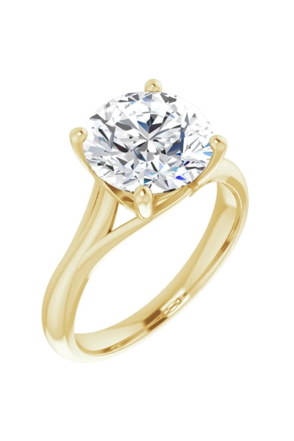 Round 3 Carat Lab Diamond Engagement Ring Yellow Gold