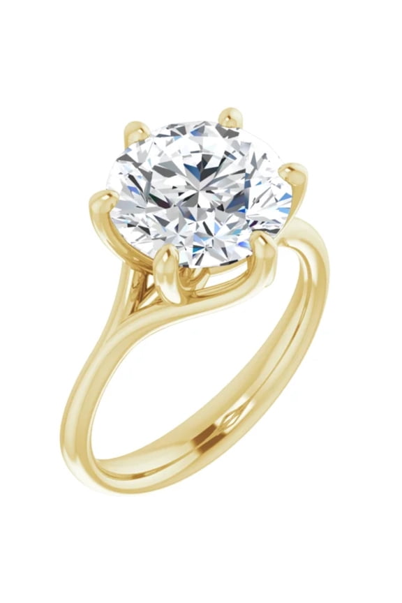 Round 3 Ct. Lab Diamond Engagement Ring Solitaire Yellow Gold