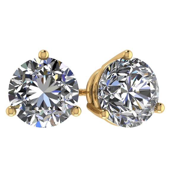 NANA Silver 3 prongs CZ Stud Earrings Surgical Stainless Steel post -5.5mm-1.50cttw - Rhodium Plated