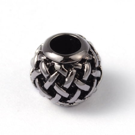 Round 316 Surgical Stainless Steel European Beads Large Hole Beads Silver 12x10mm Hole: 4.5mm