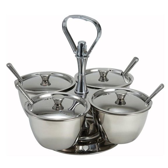 Winco RS-4 Relish Server, 4 Compartments, Stainless Steel