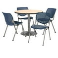 thumbnail image 1 of Round 36" Diameter Pedestal Table with 4 Navy KOOL Series Stack Chairs  Natural Laminate Top, 1 of 1