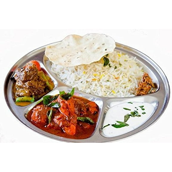 Round 4 Compartment Thali,Stainless Steel 4 Compartment Round Thali,Steel 4 Compartment Round Plate,Round Thali,Dinner Plate,Indian thali,Dinnerware Thali,Thali,Mess Tray