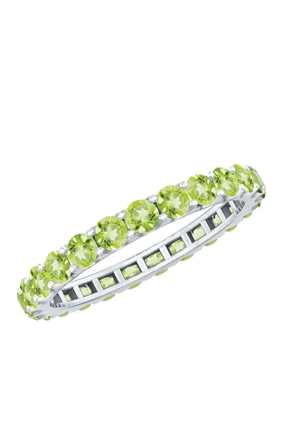 4 Ctw Round Peridot 925 Sterling Silver Eternity Engagement Ring for Women