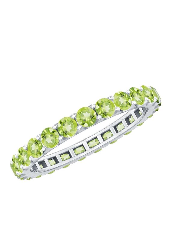 4 Ctw Round Peridot 925 Sterling Silver Eternity Engagement Ring for Women