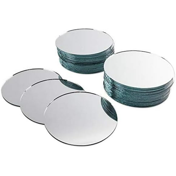 Round 4" Inch Glass Mirror Tiles Circles for DIY Arts & Crafts Projects, Traveling, Framing, Mosaic, Decoration (50 Pack)