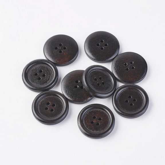 Round 4-hole Basic Sewing Button Wooden Buttons Coconut Brown 23mm in diameter 100pcs/bag