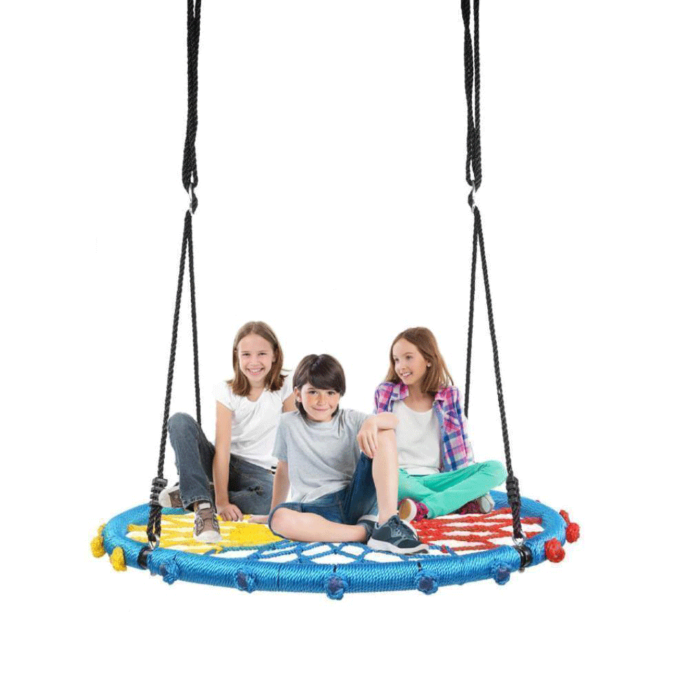 Round 40'' Spider Web Tree Swing Net Swing Platform Rope Swing ...