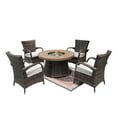 thumbnail image 1 of Round 42" Gas Fire Pit Table with Rattan Chairs, 5-Piece Outdoor Conversation Set, 1 of 8