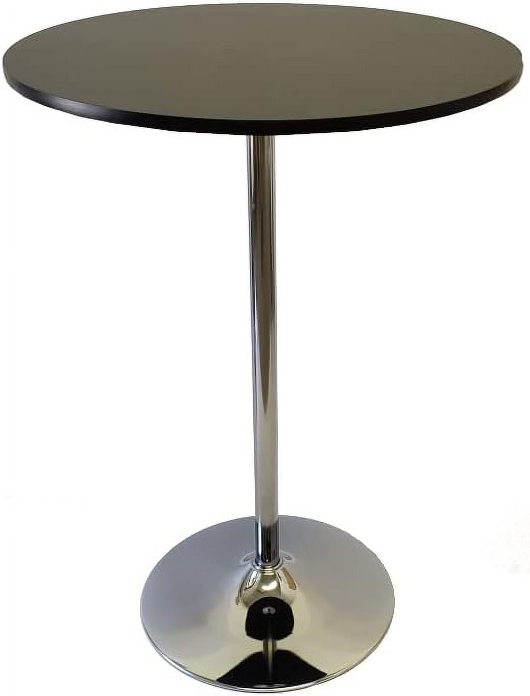 Round 42 Inch Tall Portable Highboy Table with Chrome Trumpet Base