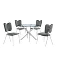 thumbnail image 1 of Round 45" x 45" 5pc Clear Glass Dinette Set with Dark Gray Chairs, 1 of 4