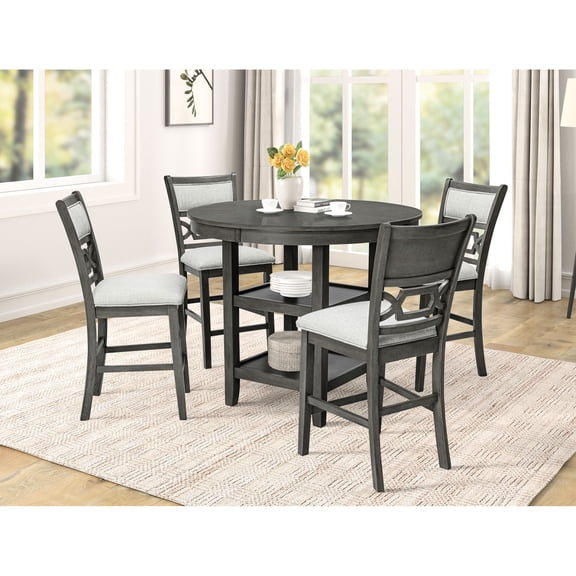 Round 5 - piece pub height set for dining rooms | Suitable for casual meals in transitional spaces | With wooden construction | Resolves storage inadequacy