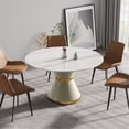 thumbnail image 1 of Round 52.83" Dining Table, White Sintered Stone - Stable Base, Accommodates 6 Modern Table For Stone, Extraordinary Appearance, 1 of 6