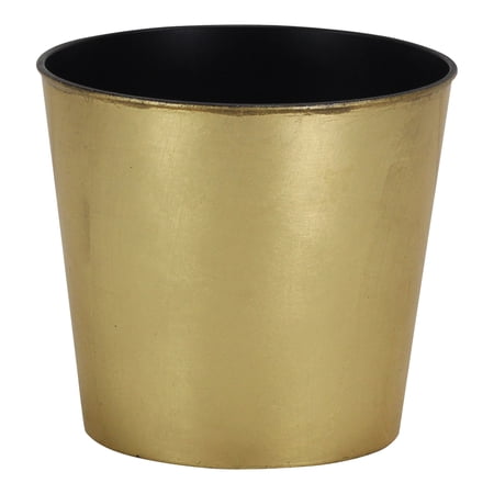 Round, 6.5" gold planter with a tapered body
