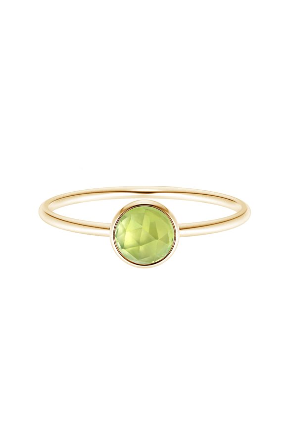 Round 6 MM Peridot Solitaire 925 Sterling Silver Yellow Plated Stackable Ring