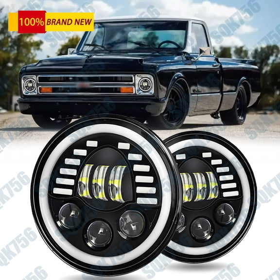 Round 7inch LED Headlights Hi/Lo Beam DRL For Chevy C10 C20 G10 G20 Nova Pickup