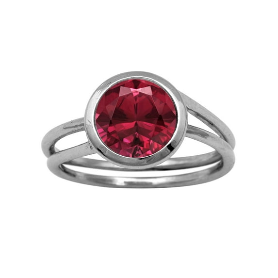 Round 8 MM Natural Red Cz Solitaire 925 Sterling Silver Women Valentines Day Gifts Ring