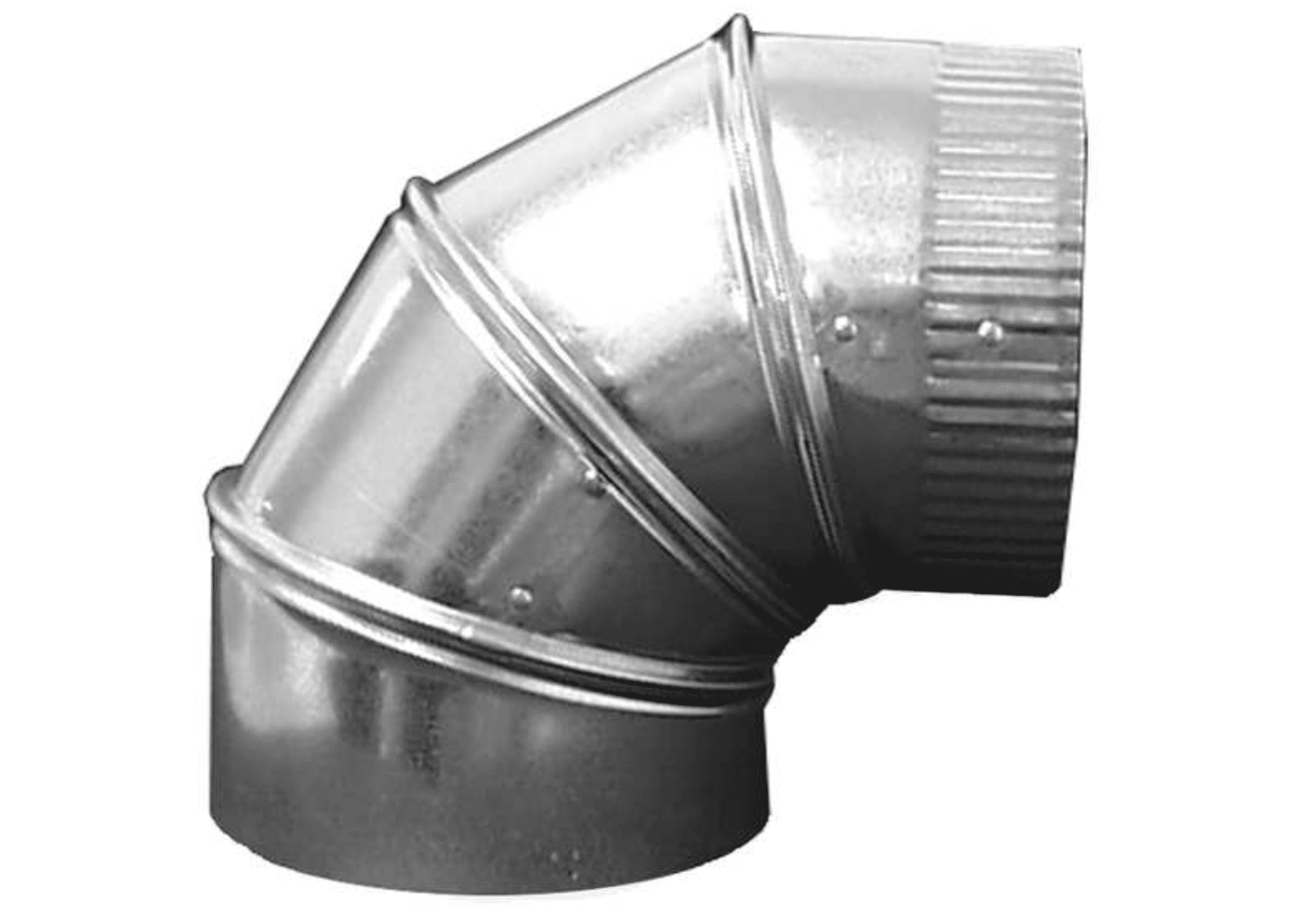 Round 90 Degree Elbow, 12 in Duct Dia, Galvanized Steel, 26 GA, 15 in W, 16" L, 15 in H