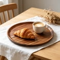 thumbnail image 1 of Round Acacia Wood Serving Tray, 11.8in Natural Grain Decorative Wooden Platter for Tea, Fruit, Snack, Breakfast, Home Cafe Table Decor, 1 of 6