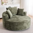 thumbnail image 1 of Round Accent Chair, 360 Swivel Chenille Barrel Chair, Fluffy Modern Sleeper for Living Room, Bedroom, Reading Room and Lounge (Green), 1 of 11