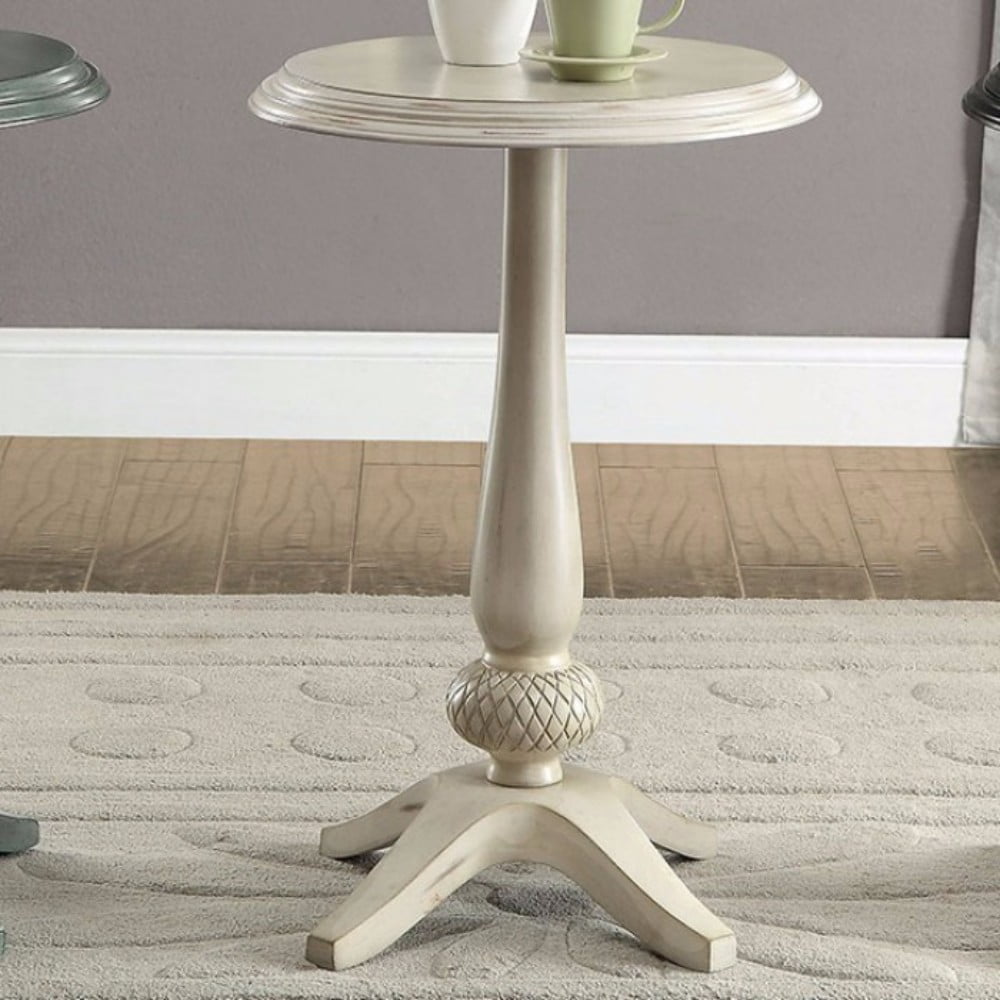 Benzara Round Accent Table, Antique White-Color:Antique White - Walmart.com
