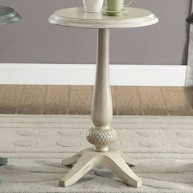Round Accent Table, Antique White
