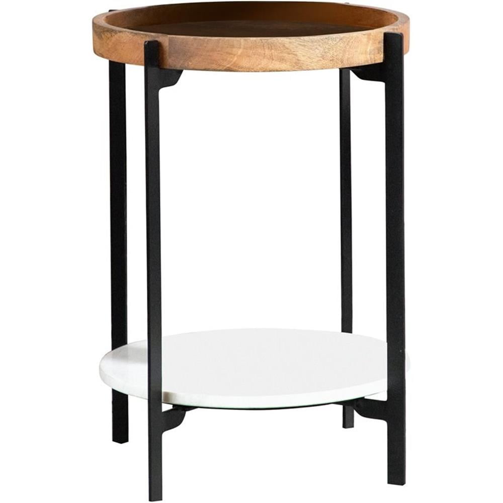 Adhvik 23.5'' Transitional Round Accent Table in Black and Natural