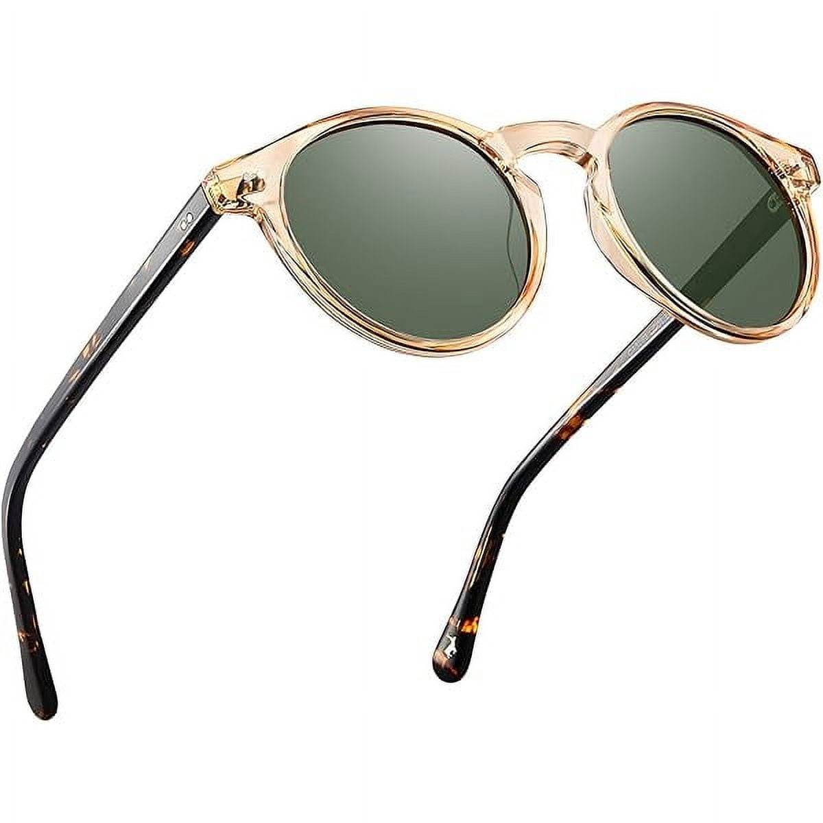 Round Acetate Mens Sunglasses Polarized UV Protection Classic Retro Sun Glasses CA5289L
