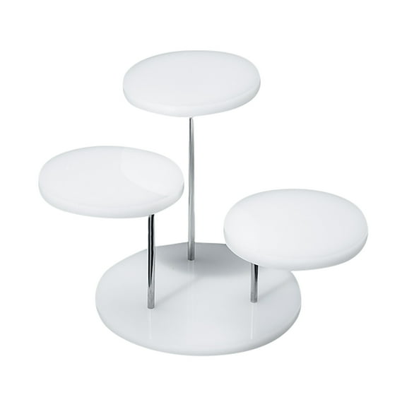 Round Acrylic Display Riser Stand,Cake Transparent Dessert Rack Wedding Birthday Party Decoration Tools (3 circles,White)