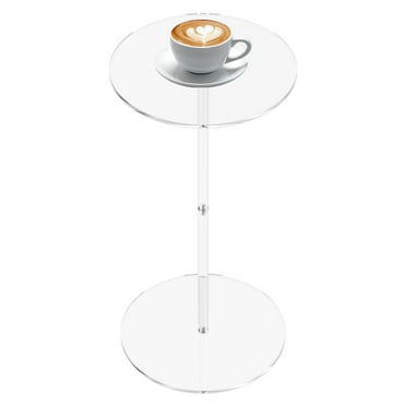 Round Acrylic Drink Table for Small Rooms Space Saving Easy Assembly Circle Clear Side Table for Living Room Bedroom Office