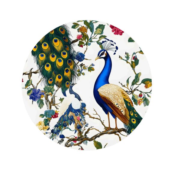 Round Acrylic Fridge Magnets 2.2in Strong Magnetic Push Pins For Refrigerator Microwave Office Cabinet Metal Surface Photo Note Holder Chic Peacock