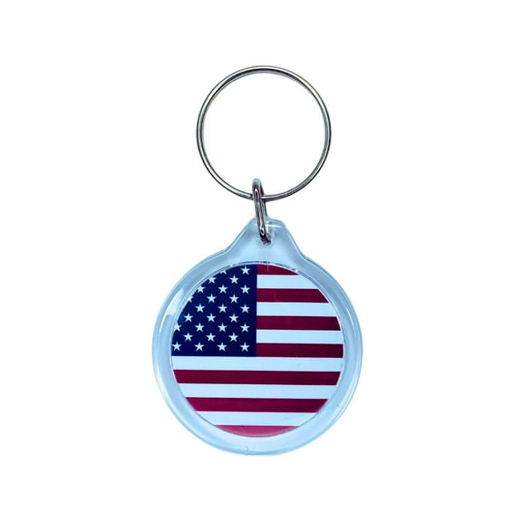 Round Acrylic Keychain - Flag United States - USA | Lightweight Travel Keepsake, Collectible Souvenir, Everyday Key Accessory