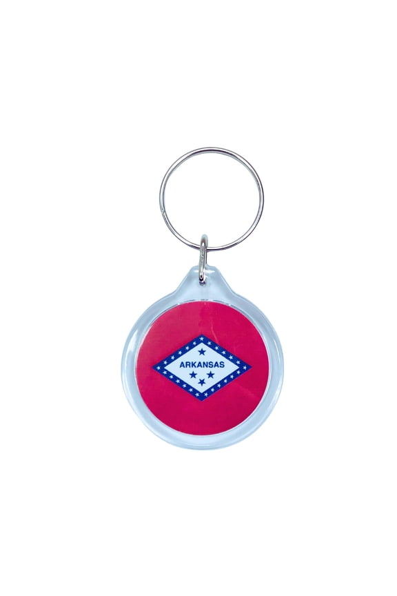 Round Acrylic Keychain - State Flag Arkansas - USA | Lightweight Travel Keepsake, Collectible Souvenir, Everyday Key Accessory