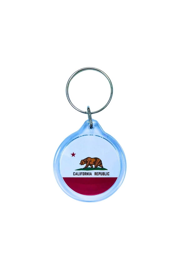 Round Acrylic Keychain - State Flag California - USA | Lightweight Travel Keepsake, Collectible Souvenir, Everyday Key Accessory