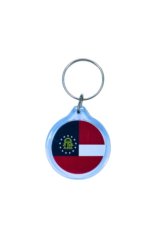 Round Acrylic Keychain - State Flag Georgia - USA | Lightweight Travel Keepsake, Collectible Souvenir, Everyday Key Accessory