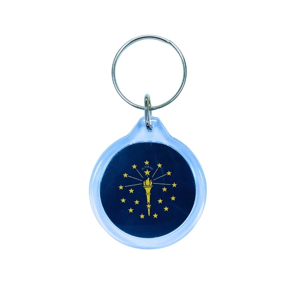 Round Acrylic Keychain - State Flag Indiana - USA | Lightweight Travel Keepsake, Collectible Souvenir, Everyday Key Accessory