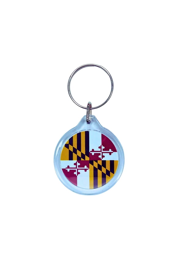 Round Acrylic Keychain - State Flag Maryland - USA | Lightweight Travel Keepsake, Collectible Souvenir, Everyday Key Accessory
