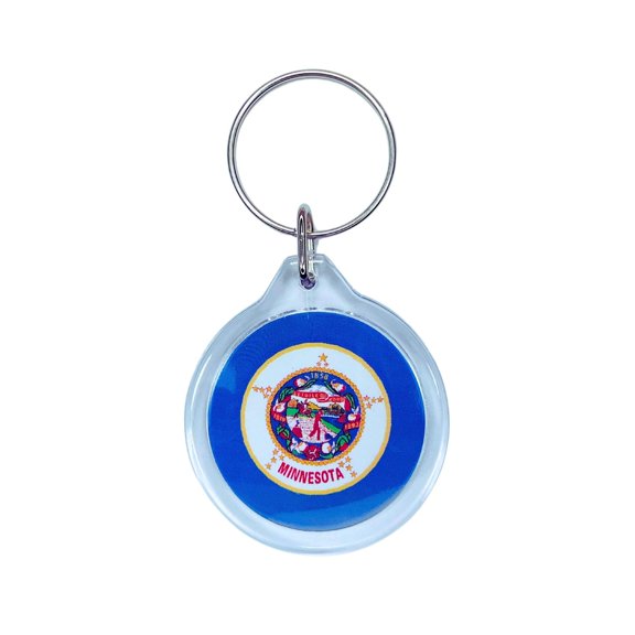 Round Acrylic Keychain - State Flag Minnesota - USA | Lightweight Travel Keepsake, Collectible Souvenir, Everyday Key Accessory