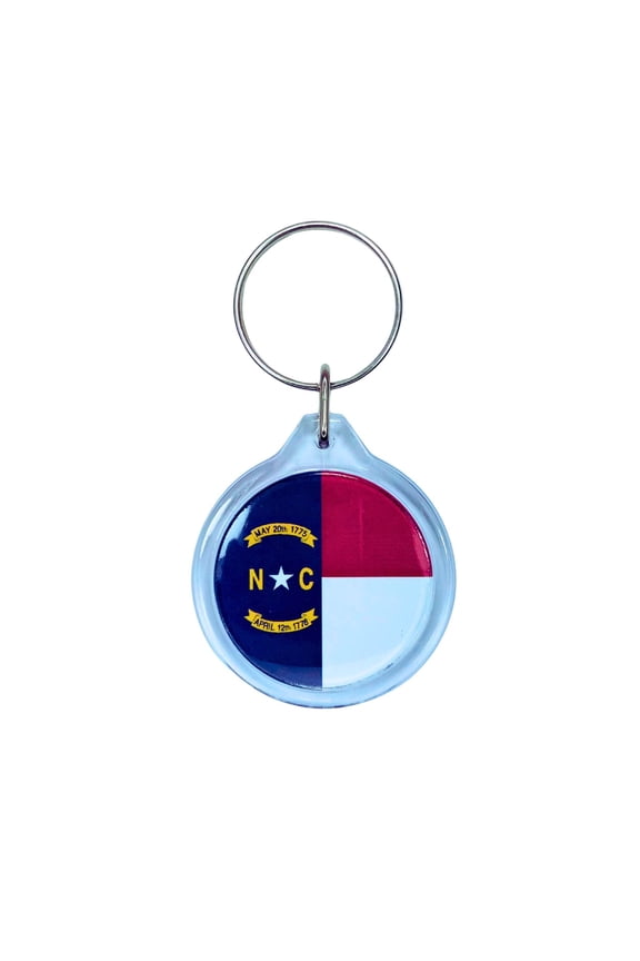 Round Acrylic Keychain - State Flag North Carolina - USA | Lightweight Travel Keepsake, Collectible Souvenir, Everyday Key Accessory