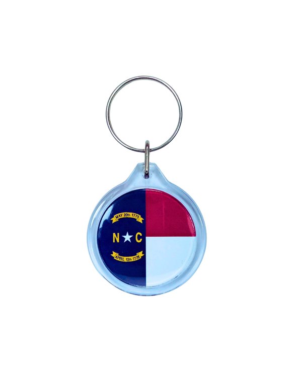 Round Acrylic Keychain - State Flag North Carolina - USA | Lightweight Travel Keepsake, Collectible Souvenir, Everyday Key Accessory