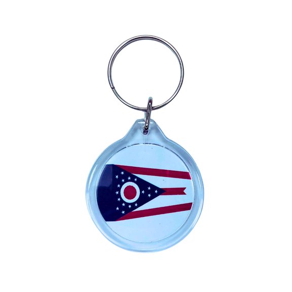 Round Acrylic Keychain - State Flag Ohio - USA | Lightweight Travel Keepsake, Collectible Souvenir, Everyday Key Accessory