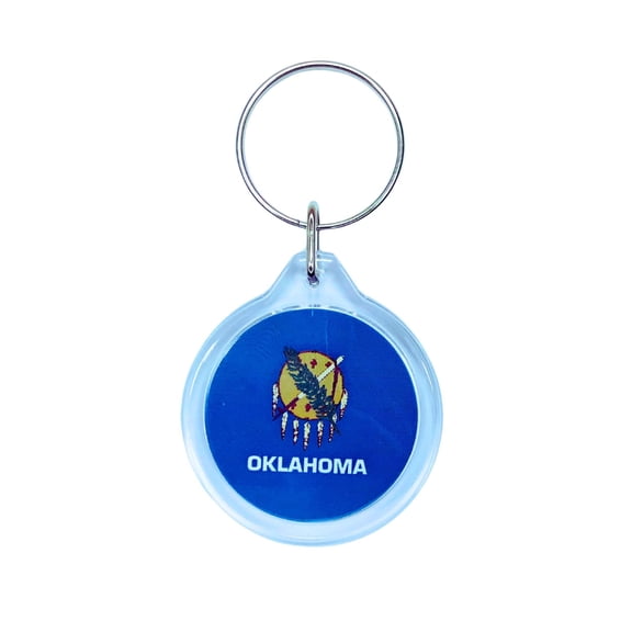 Round Acrylic Keychain - State Flag Oklahoma - USA | Lightweight Travel Keepsake, Collectible Souvenir, Everyday Key Accessory