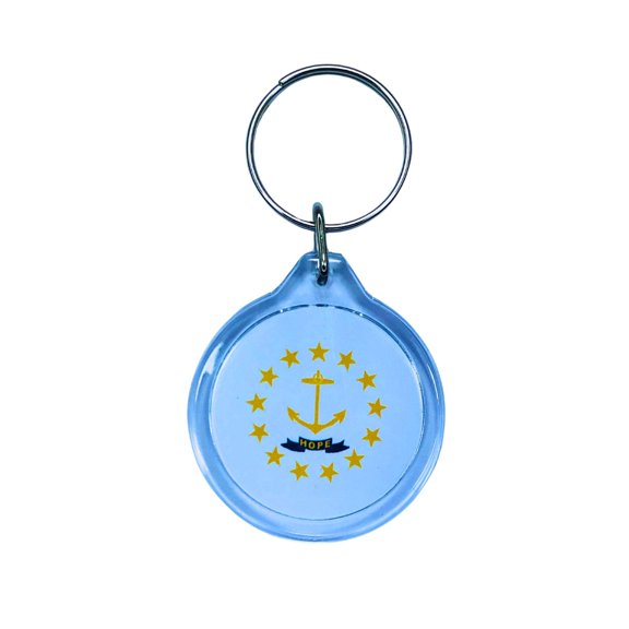 Round Acrylic Keychain - State Flag Rhode Island - USA | Lightweight Travel Keepsake, Collectible Souvenir, Everyday Key Accessory